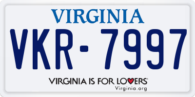 VA license plate VKR7997