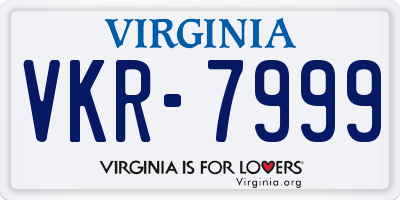 VA license plate VKR7999
