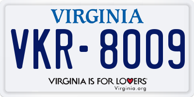 VA license plate VKR8009