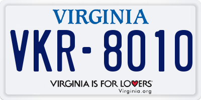 VA license plate VKR8010