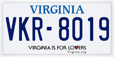 VA license plate VKR8019