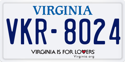 VA license plate VKR8024