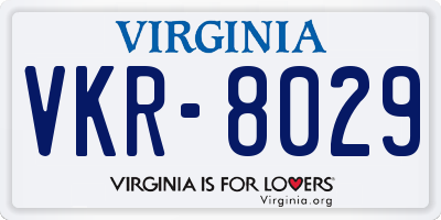 VA license plate VKR8029