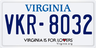 VA license plate VKR8032