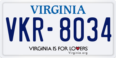 VA license plate VKR8034