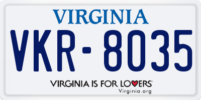 VA license plate VKR8035
