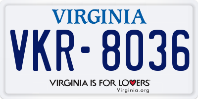 VA license plate VKR8036