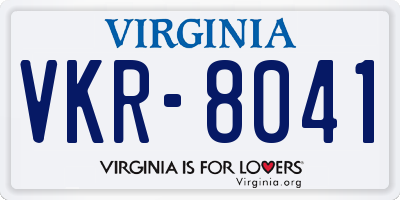 VA license plate VKR8041