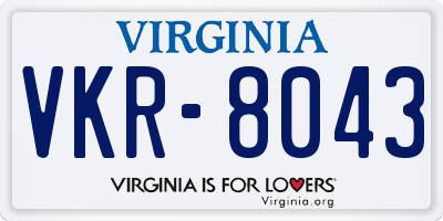 VA license plate VKR8043