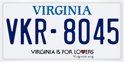 VA license plate VKR8045