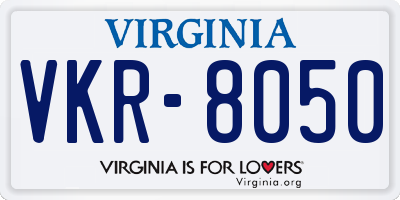 VA license plate VKR8050