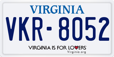 VA license plate VKR8052