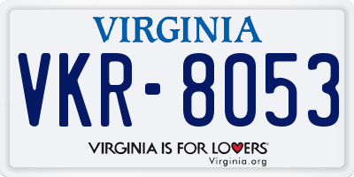 VA license plate VKR8053