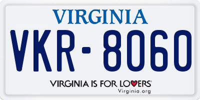 VA license plate VKR8060