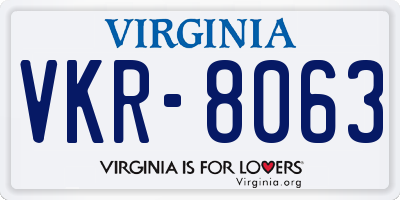VA license plate VKR8063