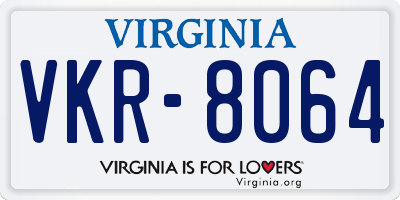 VA license plate VKR8064
