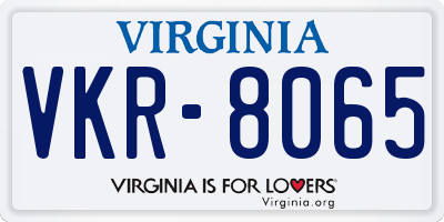 VA license plate VKR8065