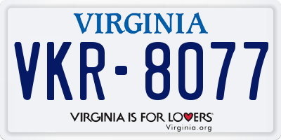 VA license plate VKR8077