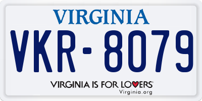VA license plate VKR8079