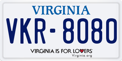 VA license plate VKR8080