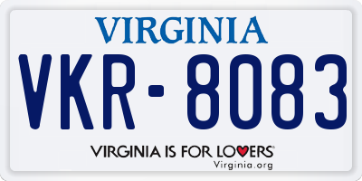 VA license plate VKR8083