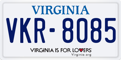 VA license plate VKR8085