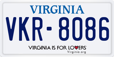 VA license plate VKR8086