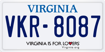 VA license plate VKR8087