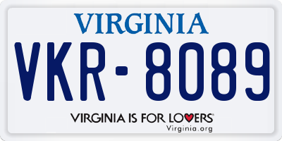 VA license plate VKR8089