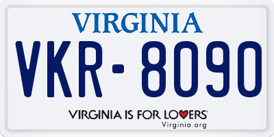 VA license plate VKR8090