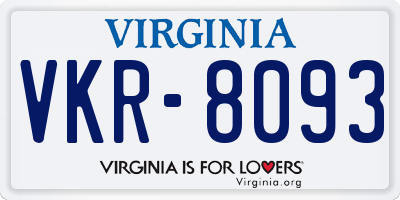 VA license plate VKR8093