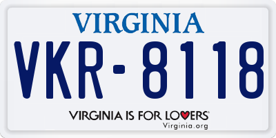 VA license plate VKR8118
