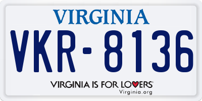 VA license plate VKR8136