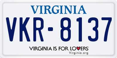 VA license plate VKR8137