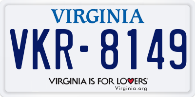 VA license plate VKR8149