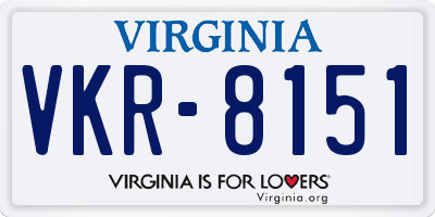 VA license plate VKR8151