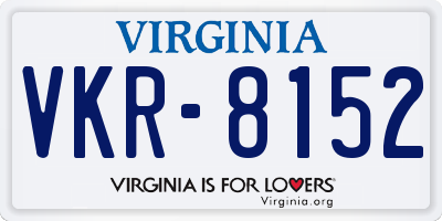 VA license plate VKR8152