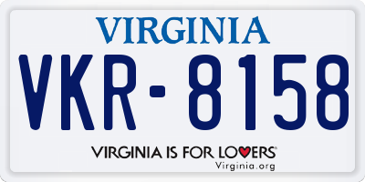 VA license plate VKR8158