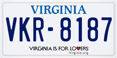 VA license plate VKR8187