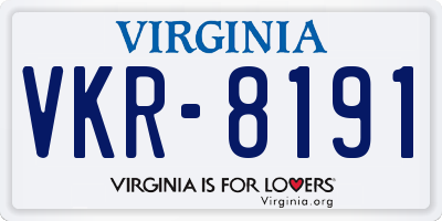 VA license plate VKR8191