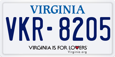 VA license plate VKR8205