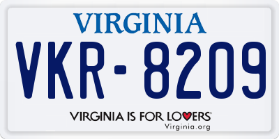 VA license plate VKR8209