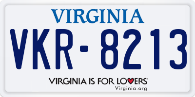 VA license plate VKR8213