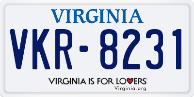 VA license plate VKR8231
