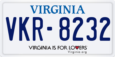 VA license plate VKR8232