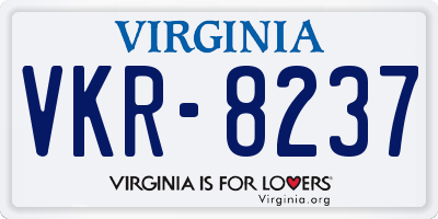 VA license plate VKR8237