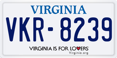 VA license plate VKR8239