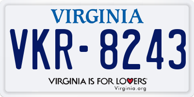 VA license plate VKR8243