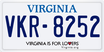VA license plate VKR8252
