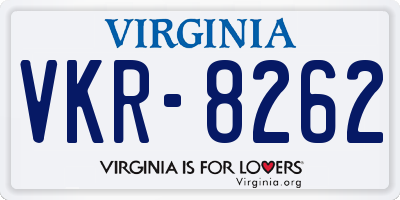 VA license plate VKR8262